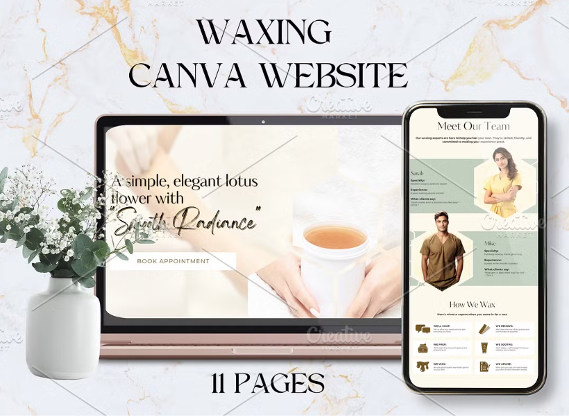 WAXING CANVA WEBSITE TEMPLATE
