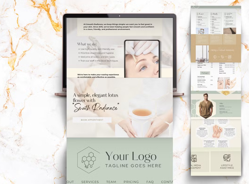 WAXING CANVA WEBSITE TEMPLATE