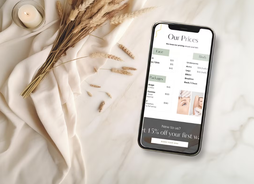 WAXING CANVA WEBSITE TEMPLATE